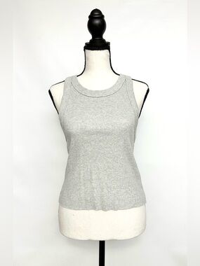 Gray Ribbed Tank crop
